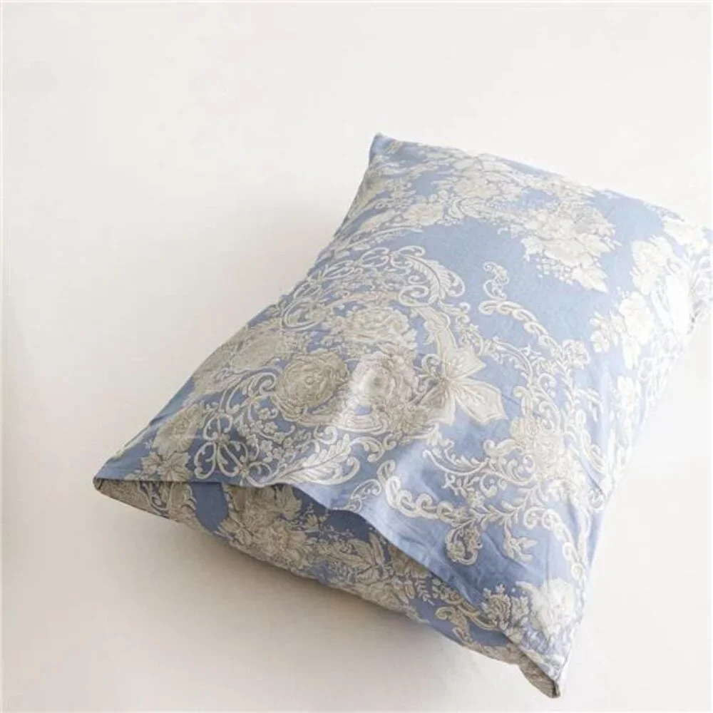 NEW Anthro Blue Damask Luxury 100% Cotton Boho Queen King Bedding Duvet Sham Set